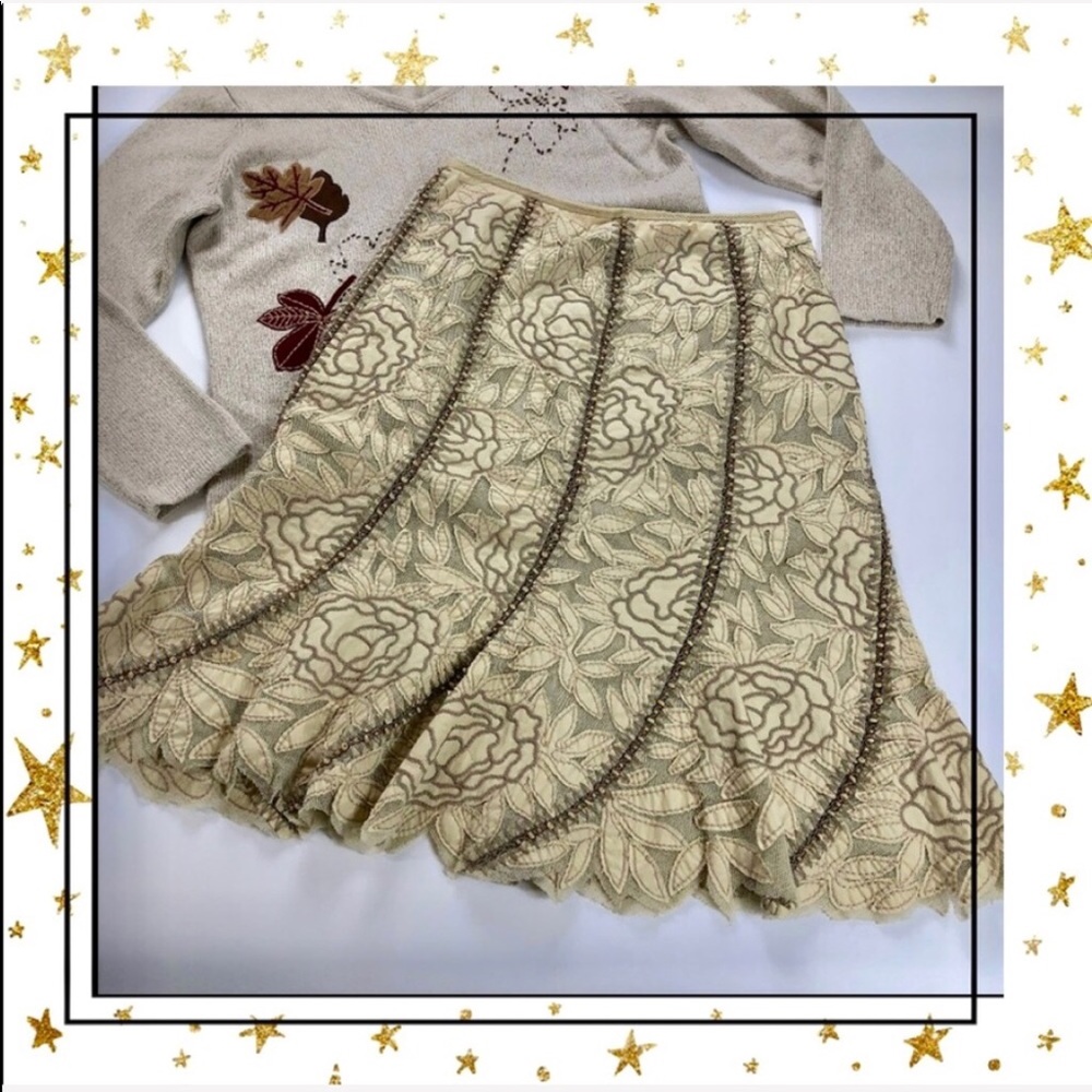 🚨Lafayette148 Appliqué Hand beaded skirt(G6)